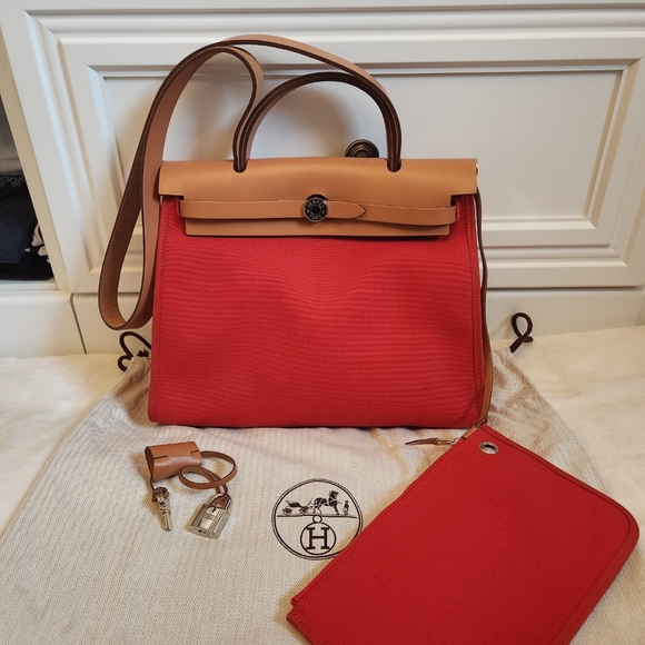 Hermes orange red herbag crossbody bag - Picture 12 of 12
